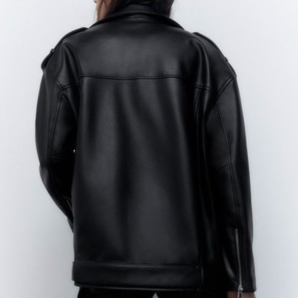 Zara Black Leather Jacket - Picture 3 of 7